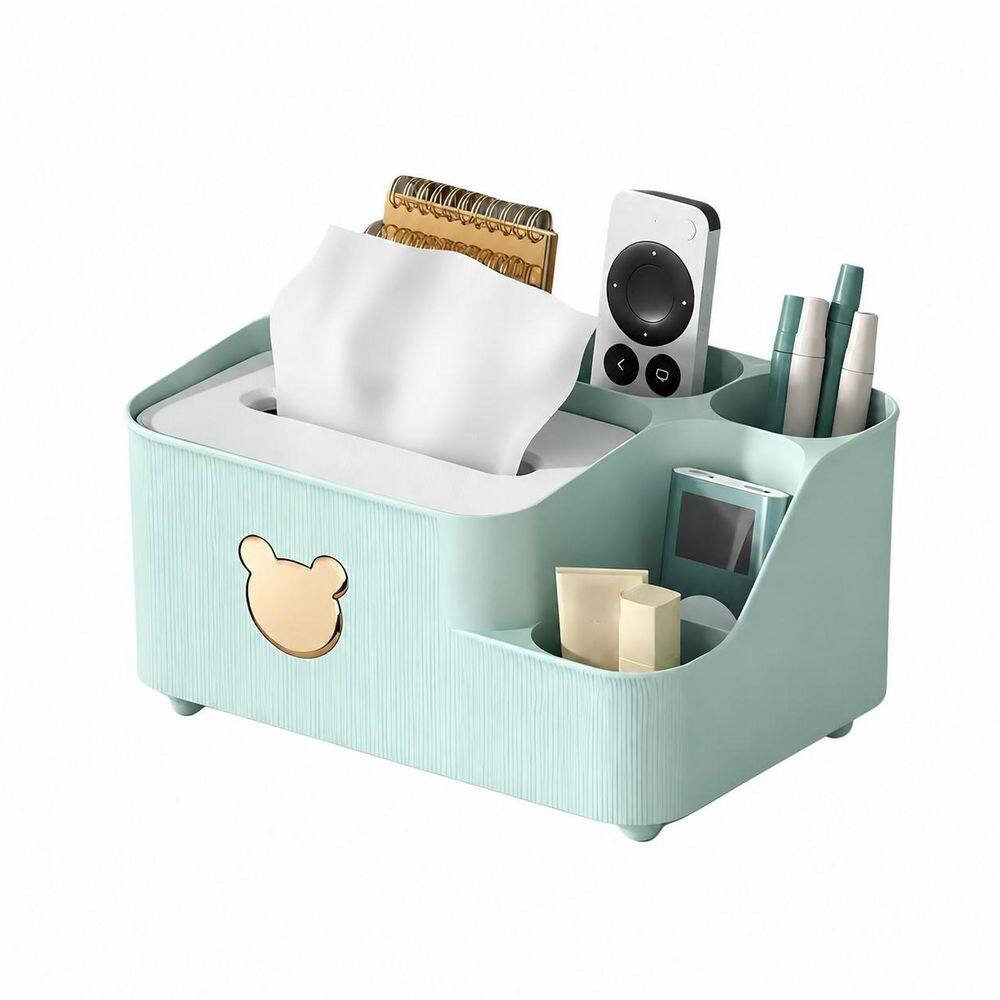 Multifunctional Square Tissue Box Holder with Six-in-One Storage for Nightstand - Modern Cube Organizer price history on PriceWatchPro