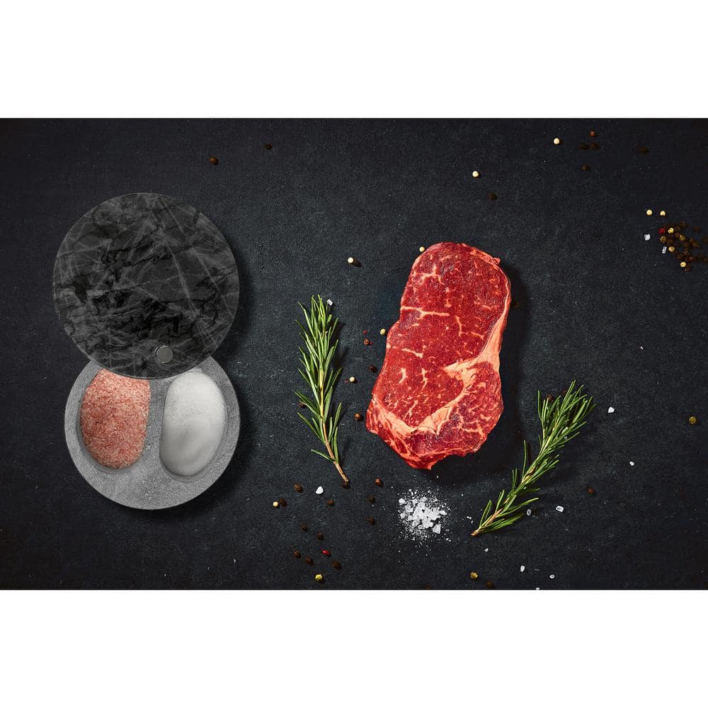 Elegant Black Marble Double Salt Cellar for Kitchen Seasoning Storage