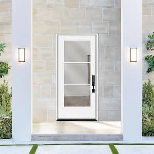 Legacy 36 in. x 80 in. Icon 3 Lite Modern Clear Glass LHIS Primed Fiberglass Prehung Front Door