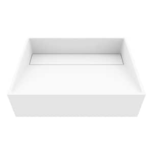 Starr Modern White Matte Stone 17 in. L x 13 in. W x 5 in. H Rectangular Vessel Bathroom Sink