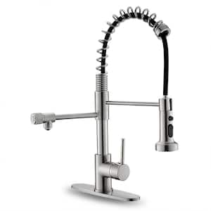 Single Handle Filter Pull Down Sprayer Kitchen Faucet with Advanced Spray 1-Hole Kitchen Sink Faucets in Brushed Nickel
