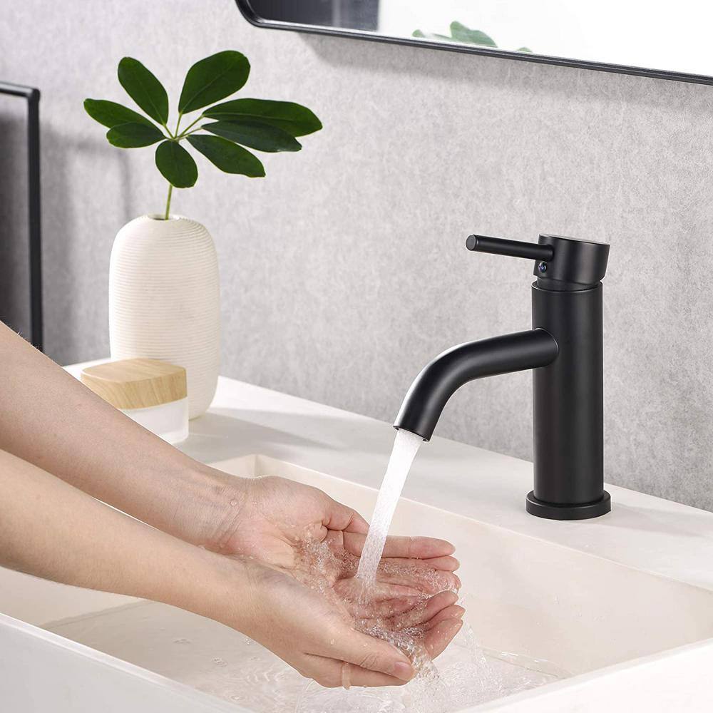 Matte Black Single Handle Deck Mounted Bathroom Faucet