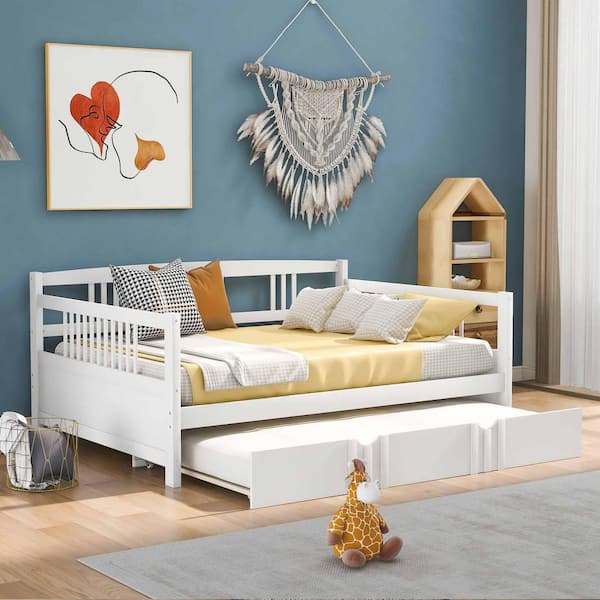 White Full Daybed with Twin Size Trundle