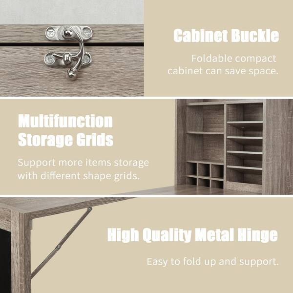 Utopia Alley White Collapsible Fold Down Desk Table With Storage