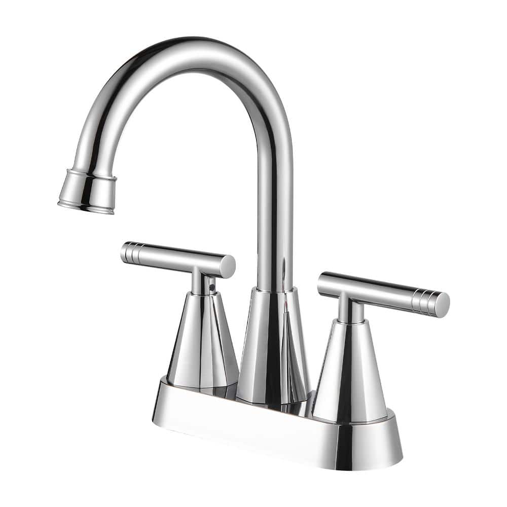High-gooseneck 4 in. Centerset Double Handle 360° rotation Bathroom Faucet with Drain kit Included in Chrome price history on PriceWatchPro
