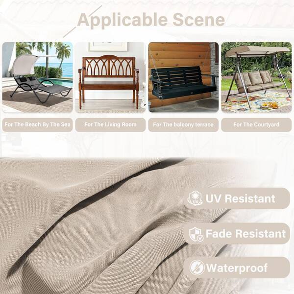 Kimunuk 60 in. x 40 in. x 5 in. 2 3 Seater Contoured Replacement Outdoor Porch Swing Cushion with Backrest Bench Cushion Sand 1.5m Sand The Home Depot