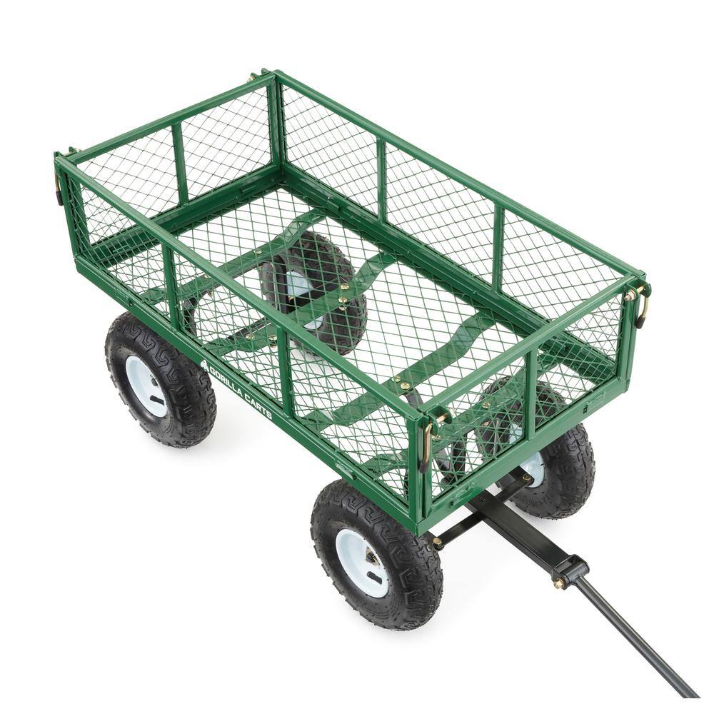 Green Steel Mesh Garden Cart with Removable Sides