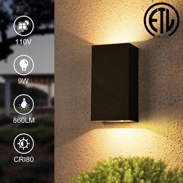 LLHZSY Forgeglow 2-Light Matte Black Rectangle Integrated LED