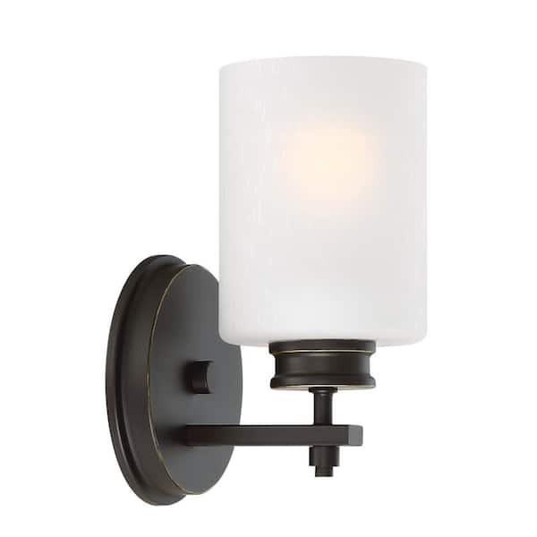 Kira Home Phoebe 60-Watt Oil-Rubbed Bronze Modern Wall Sconce with Frosted Shade