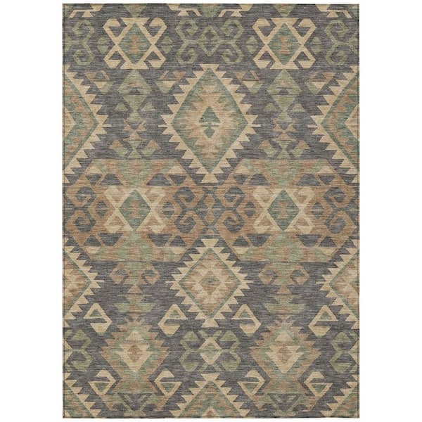 Chantille Machine Washable Indoor/Outdoor Abstract ACN2959 Fudge 8 ft. x 10 ft. Area Rug