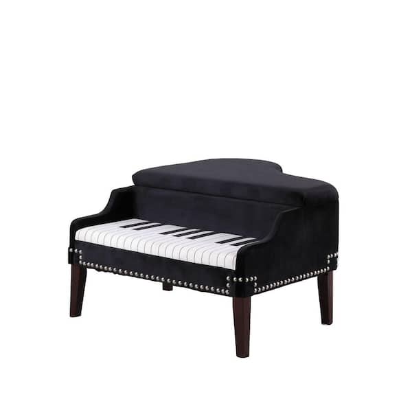 HomeRoots Caroline Black Bench with Storage (21 in. x 32.75 in. x 38.5 in.)