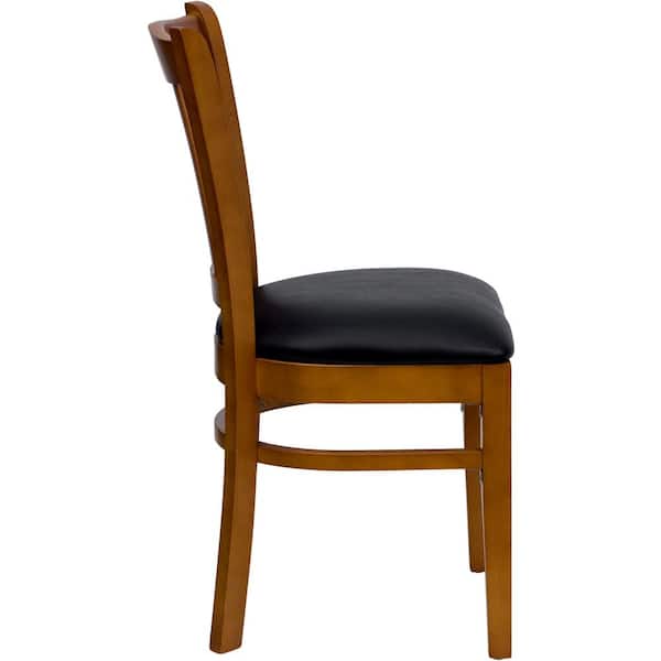 Flash Hercules Cherry Finished Vertical Slat Back Wooden Restaurant Chair for sale online 