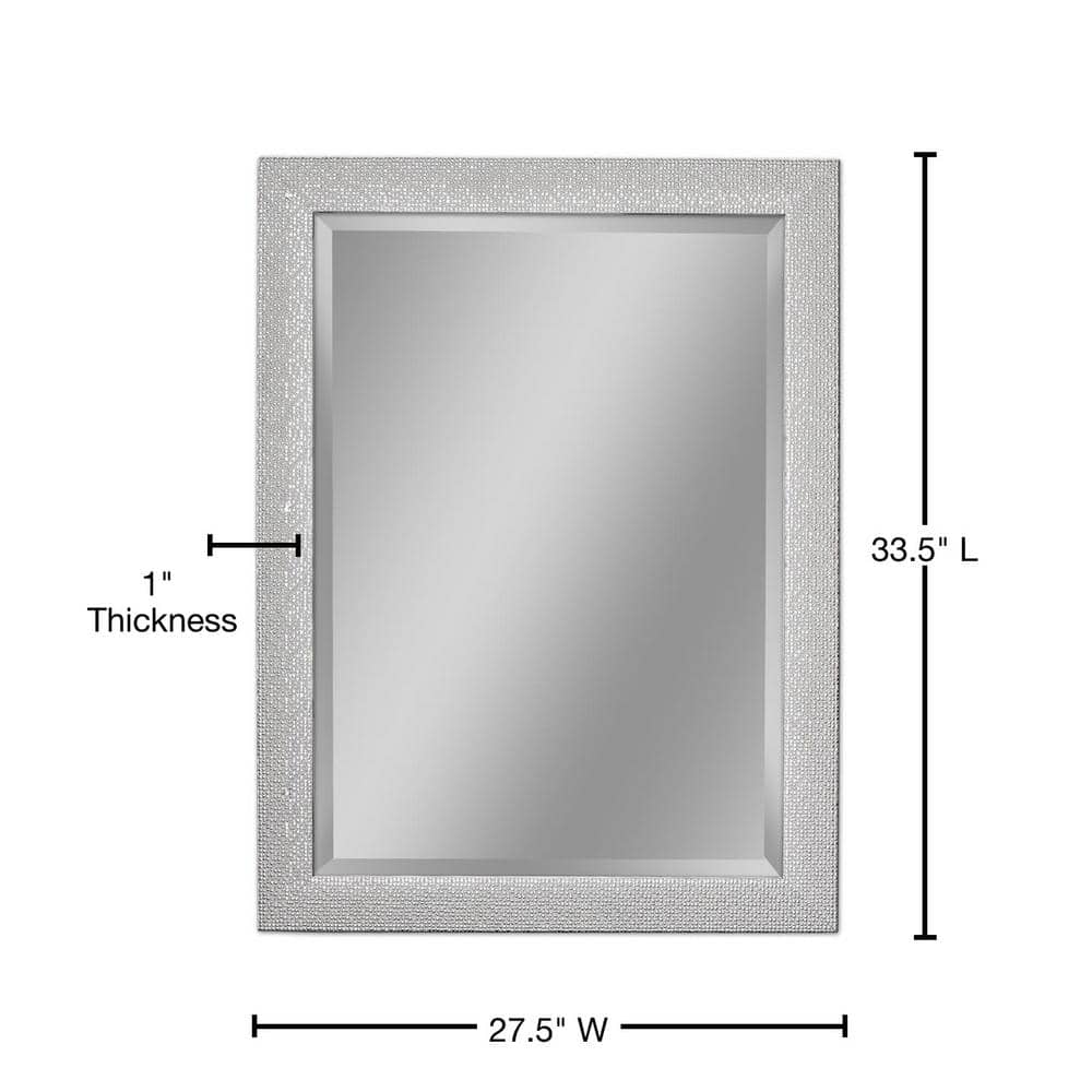 Elegant Silver Beveled 27.5" x 33.5" Rectangular Vanity Mirror