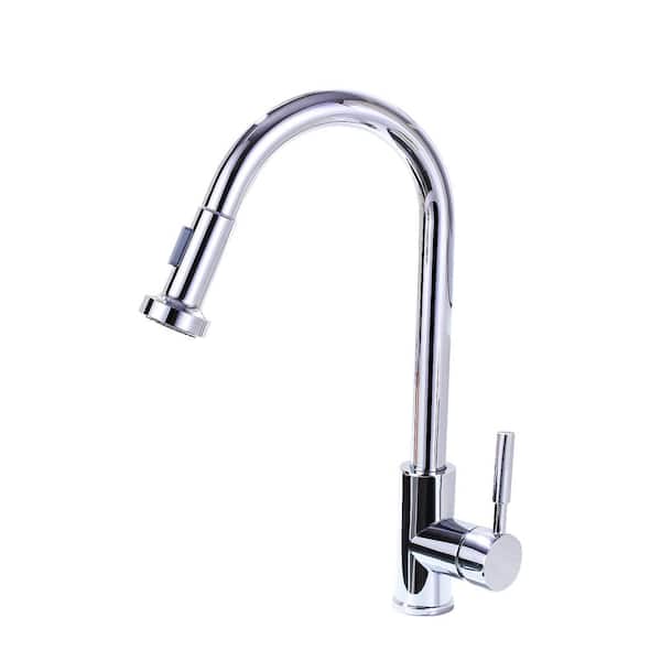 Single-Handle Pull Down Sprayer Kitchen Faucet Stainless Steel in Chrome