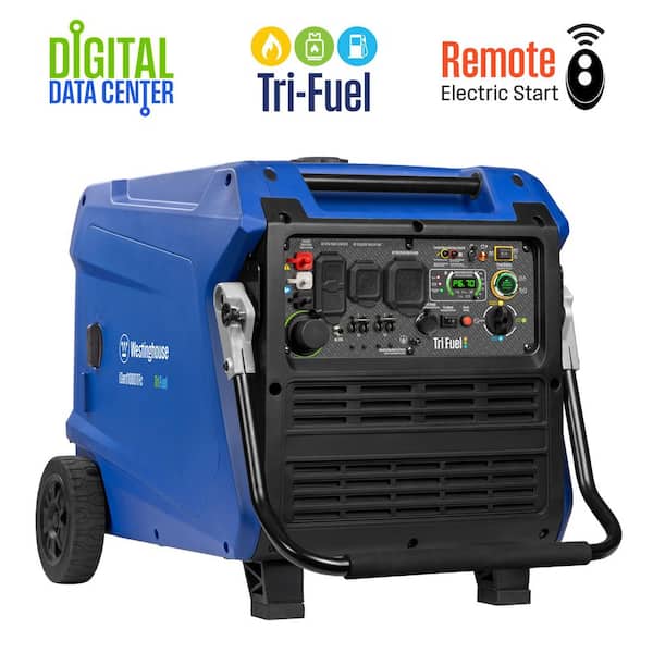 11,000-Watt Remote Electric Start Tri Fuel Gas, Propane, Natural Gas Powered Inverter Generator with CO Sensor