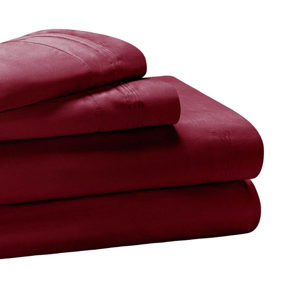 650 Thread Count 4-Piece Burgundy Solid Egyptian Cotton Deep Pocket Twin Sheet Set price history on PriceWatchPro