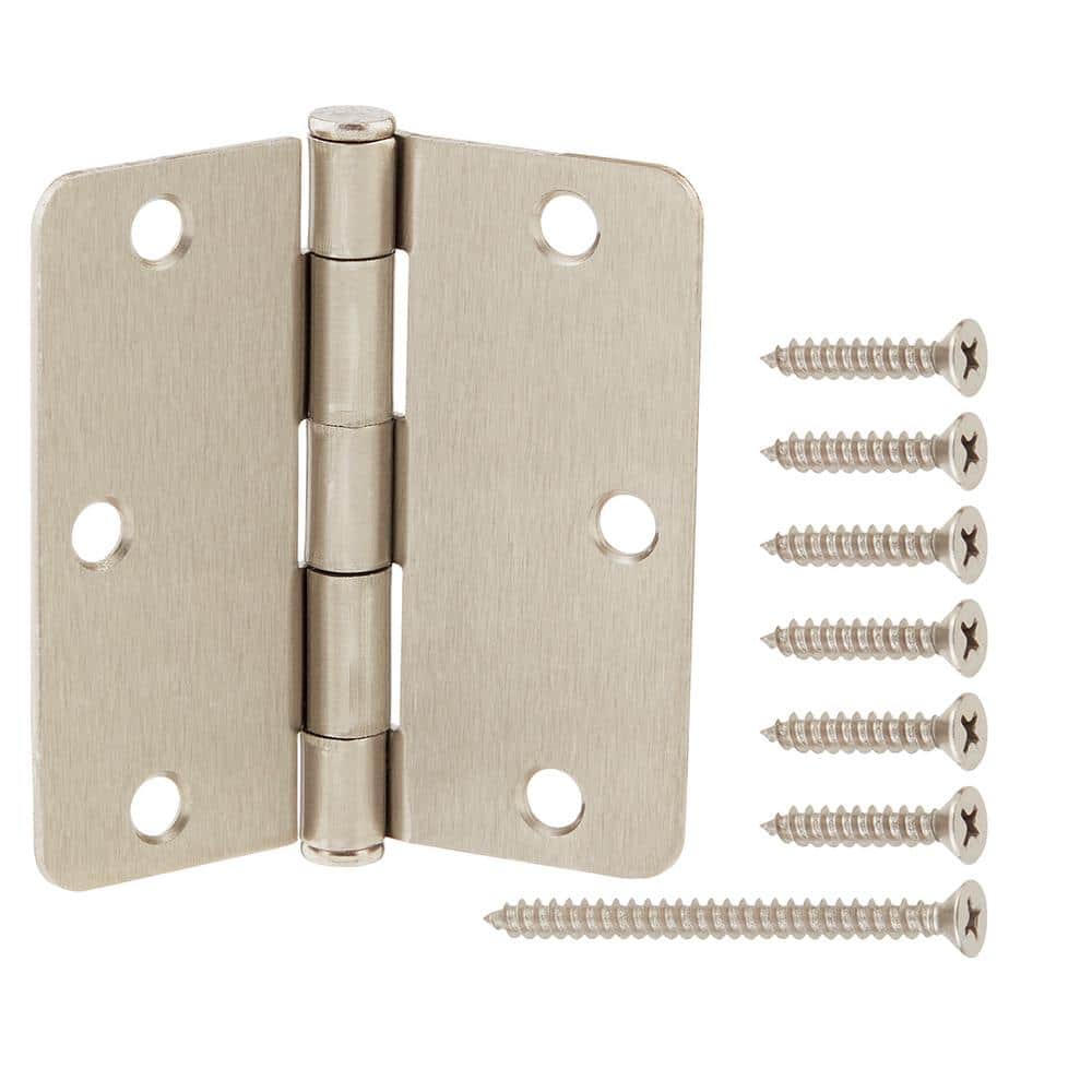 3-1/2 in. x 1/4 in. Satin Nickel Radius Squeak-Free Door Hinge