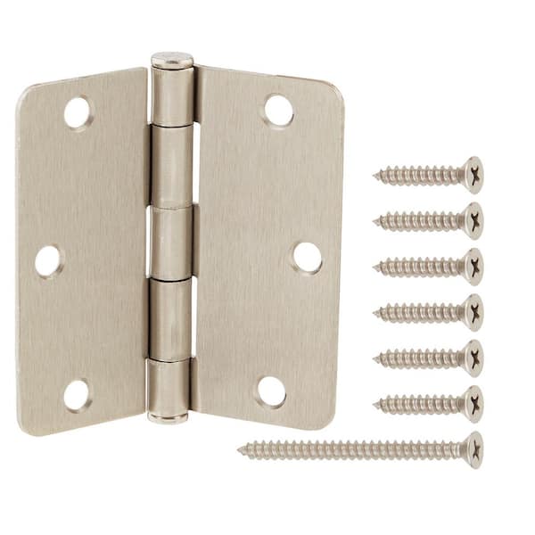Everbilt 3-1/2 in. x 1/4 in. Satin Nickel Radius Squeak-Free Door Hinge
