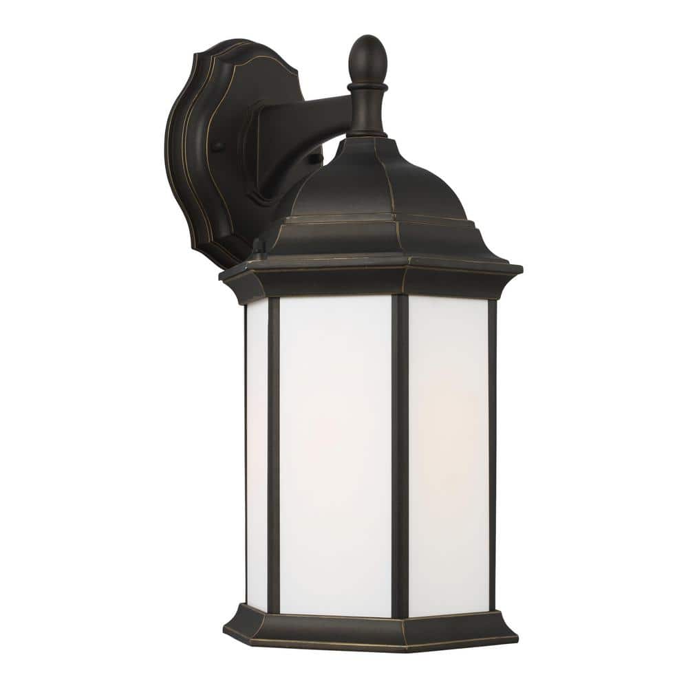 Sevier Antique Bronze Single-Light Outdoor Wall Lantern with Satin Etched Glass