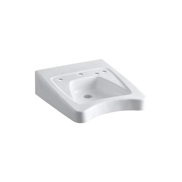 KOHLER Morningside Wall-Mounted Vitreous China Bathroom Sink in White with Overflow Drain KOHLER Morningside Wall-Mounted Vitreous China Bathroom Sink in White with Overflow Drain