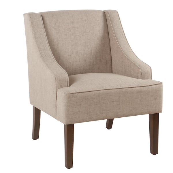 Linen-look Sand Classic Swoop Arm Accent Chair