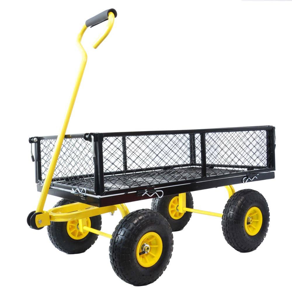 Capacity 3.5 cu. ft. Heavy-Duty Steel Garden Cart with Removable Sides for 