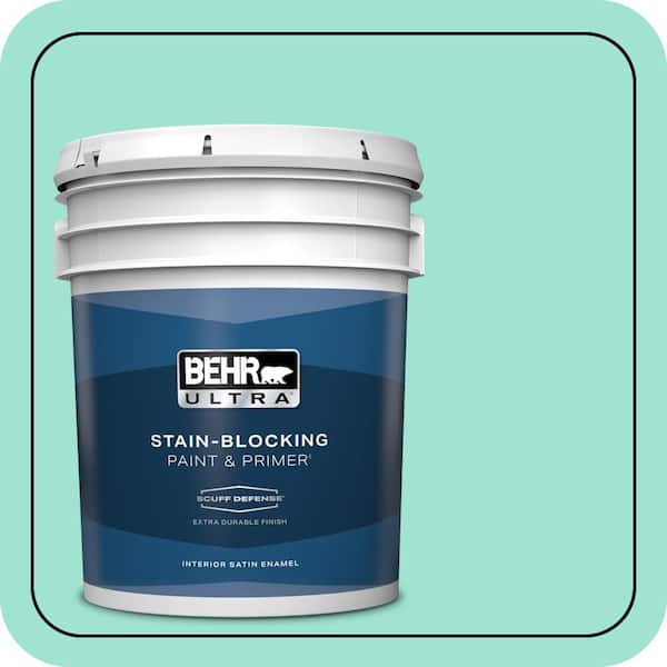 BEHR ULTRA 5 gal. #P430-2 Aqua Wish Extra Durable Satin Enamel Interior Paint & Primer