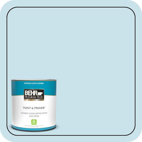 BEHR PREMIUM PLUS 1 qt. #PPL-24 Endless Sky Satin Enamel Low Odor Interior Paint & Primer