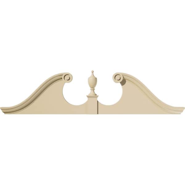 Ekena Millwork 70 in. W x 17-1/2 in. H x 2-3/4 in. P Rams Head Signature Urethane Pediment (Urn Ships Unattached in Box), Primed Tan