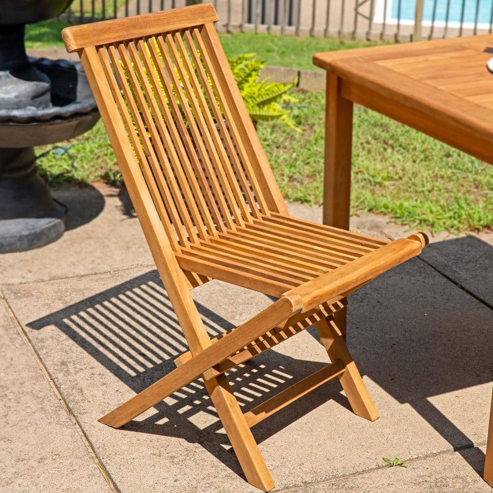 Hyannis Light Brown Solid Teak Wood Outdoor Folding Chair