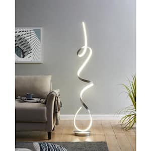 Amsterdam 63 in. Silver LED Floor Lamp Dimmable