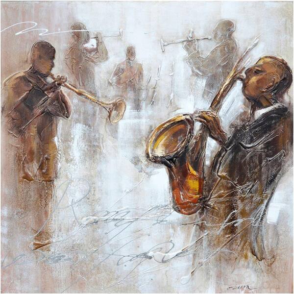 Yosemite Home Decor 47 in. x 47 in. "Jazz Movement II" Hand Painted Contemporary Artwork