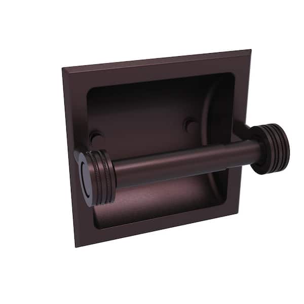 Allied Brass Continental Collection Recessed Toilet Tissue Holder with Dotted Accents in Antique Bronze