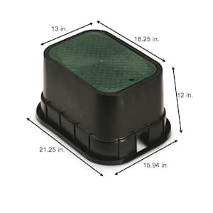 16 in. x 21 in. Rectangular Valve Box and Cover; Black Box, Green Cover