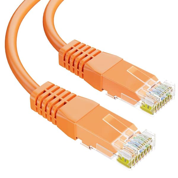 10 ft. Orange Cat 6E CMR 600MHz 23AWG Solid Bare Copper Ethernet Network Cable with RJ45 Ends for POE IP Camera Router