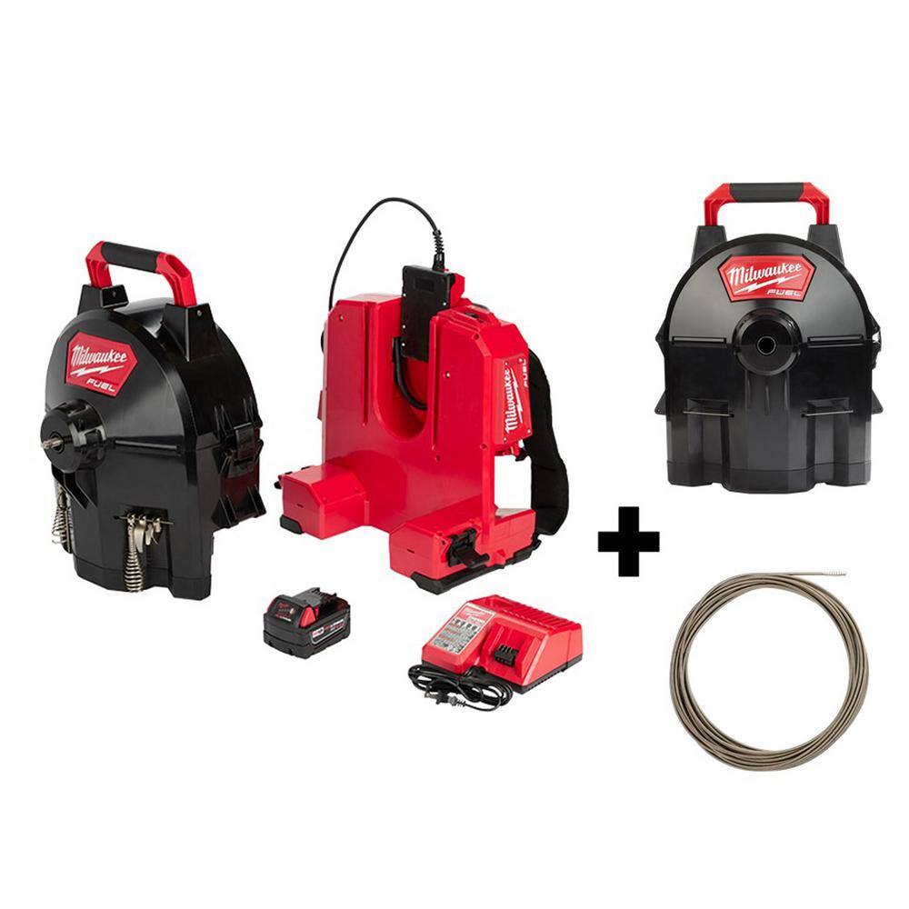Milwaukee M18 FUEL Cordless Drain Cleaning 3/8 in. Switch Pack Sectional  Drum System Kit W/ Bonus 5/16 in. x 75 ft. Cable  Drum  2775B-211-47-53-2775-48-53-2772 The Home Depot