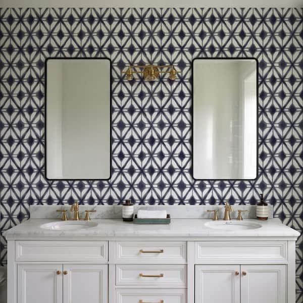 Shibori Geometric Navy Peel and Stick Wallpaper