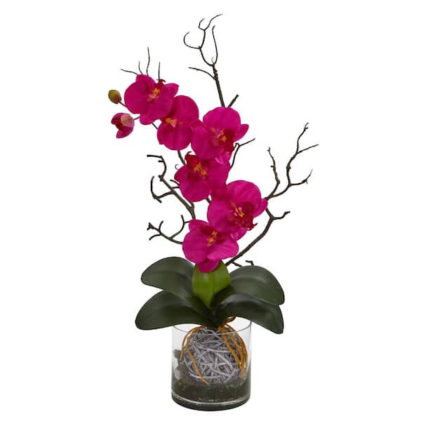 Nearly Natural Indoor Phalaenopsis Orchid Artificial Arrangement in Vase