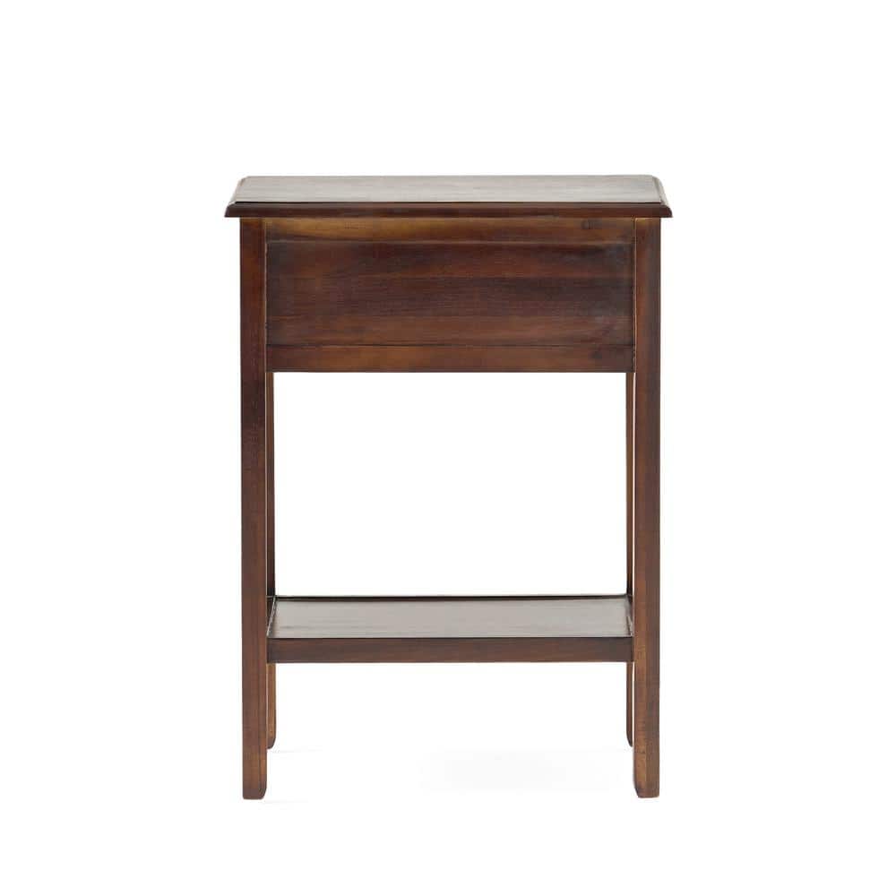 Brown Mahogany Rectangular Wood End Table with Storage