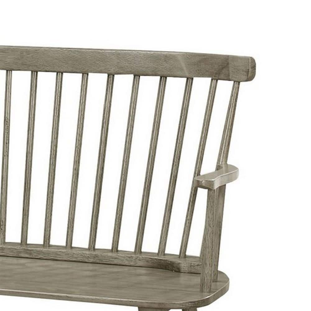 Gray Solid Wood Spindle Back Bench with Splayed Legs, 48"