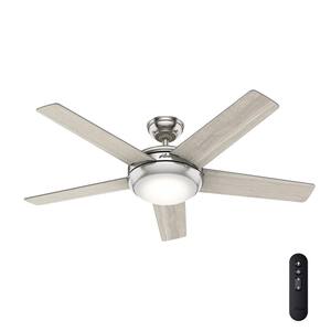 Barton 52 in. LED Indoor Brushed Nickel Ceiling Fan with Light and Remote Control