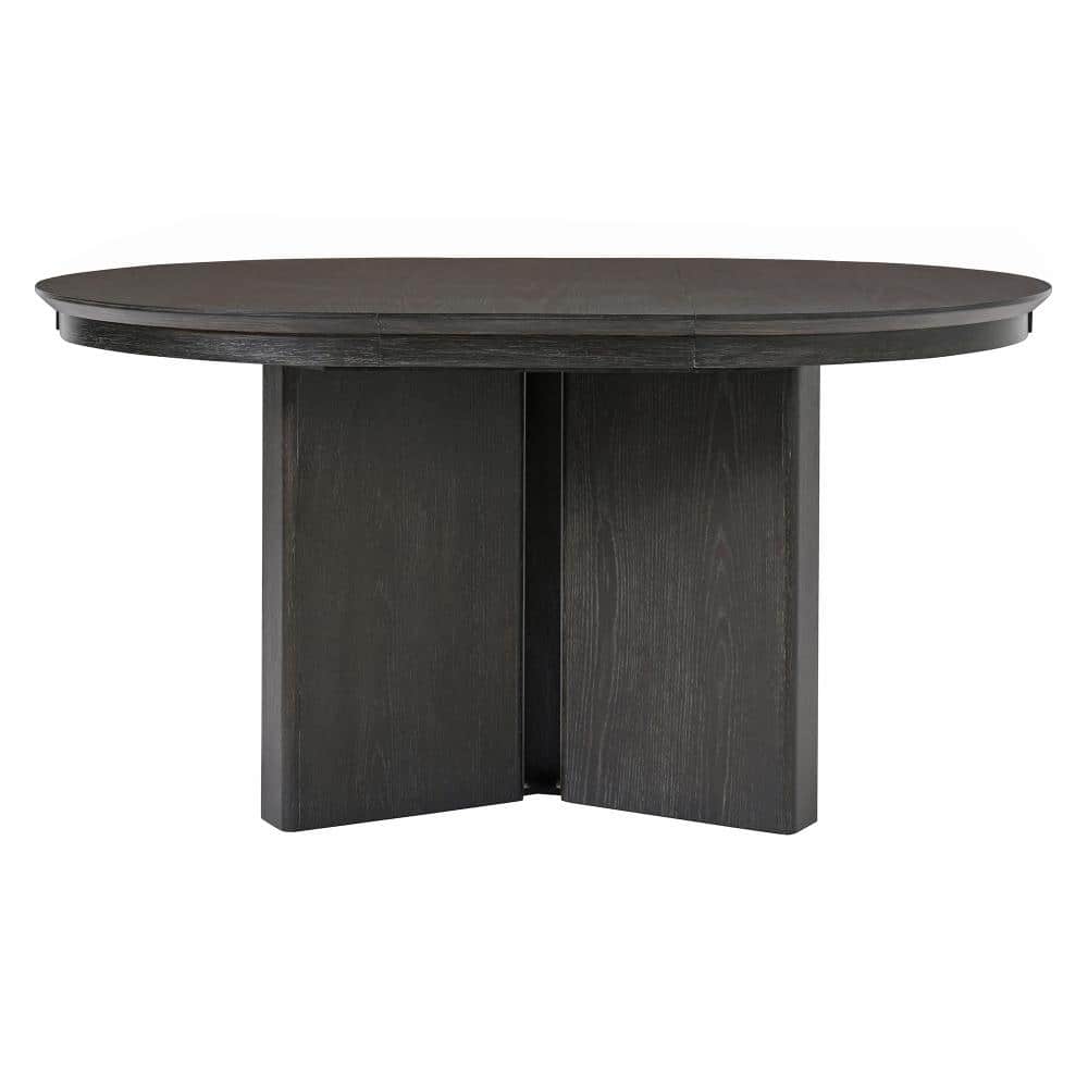 Espresso Oval Wood Extendable Dining Table with Pedestal Base and Adjustable Foot Pads for Dining Room, Kitchen