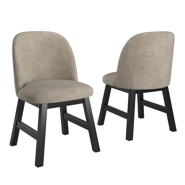 HomeSullivan Black Wood Finish Taupe Fabric Curved Low Back Dining Chair (Set of 2)
