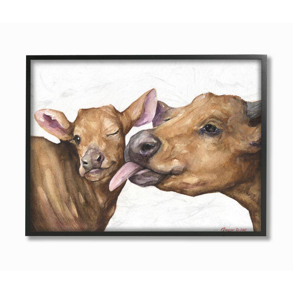 Cow Munching Grass - Wood Framed Art - Multiple Sizes