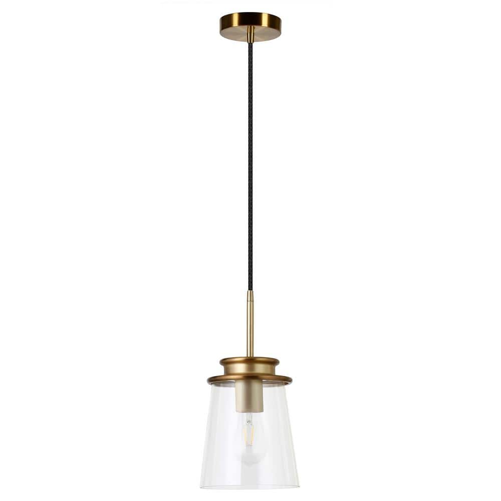 Elwood Brushed Brass Drum Pendant with Adjustable Cord