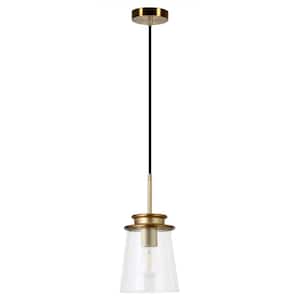Elwood 1-Light Brass Pendant with Clear Glass Shade