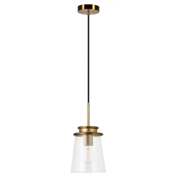 Meyer&Cross Elwood 1-Light Brass Pendant with Clear Glass Shade