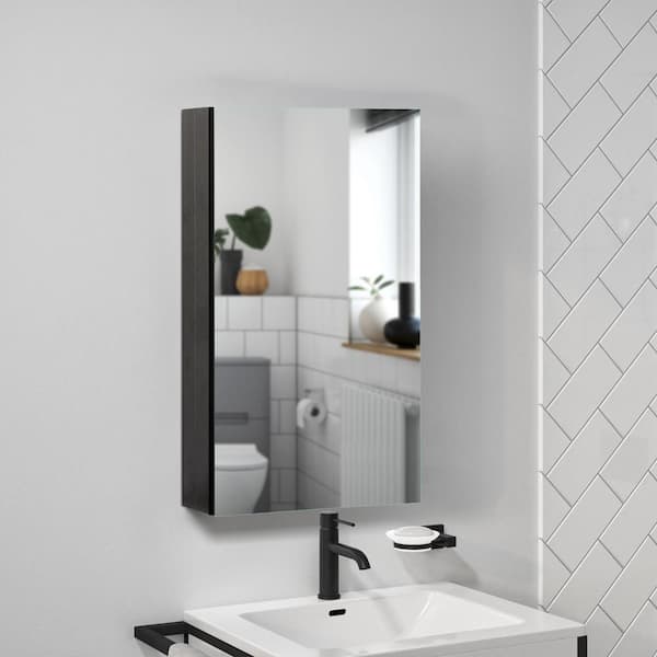 WELLFOR 19 in. W x 30 in. H Medium Rectangular Black Aluminum
