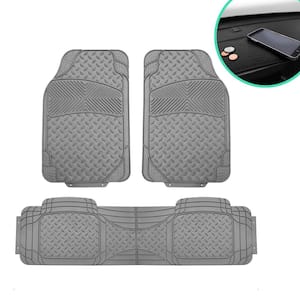 Gray 3-Piece Heavy-Duty Liners Vinyl Trimmable Car Floor Mat - Universal Fit for Cars, SUVs, Vans and Trucks - Full Set