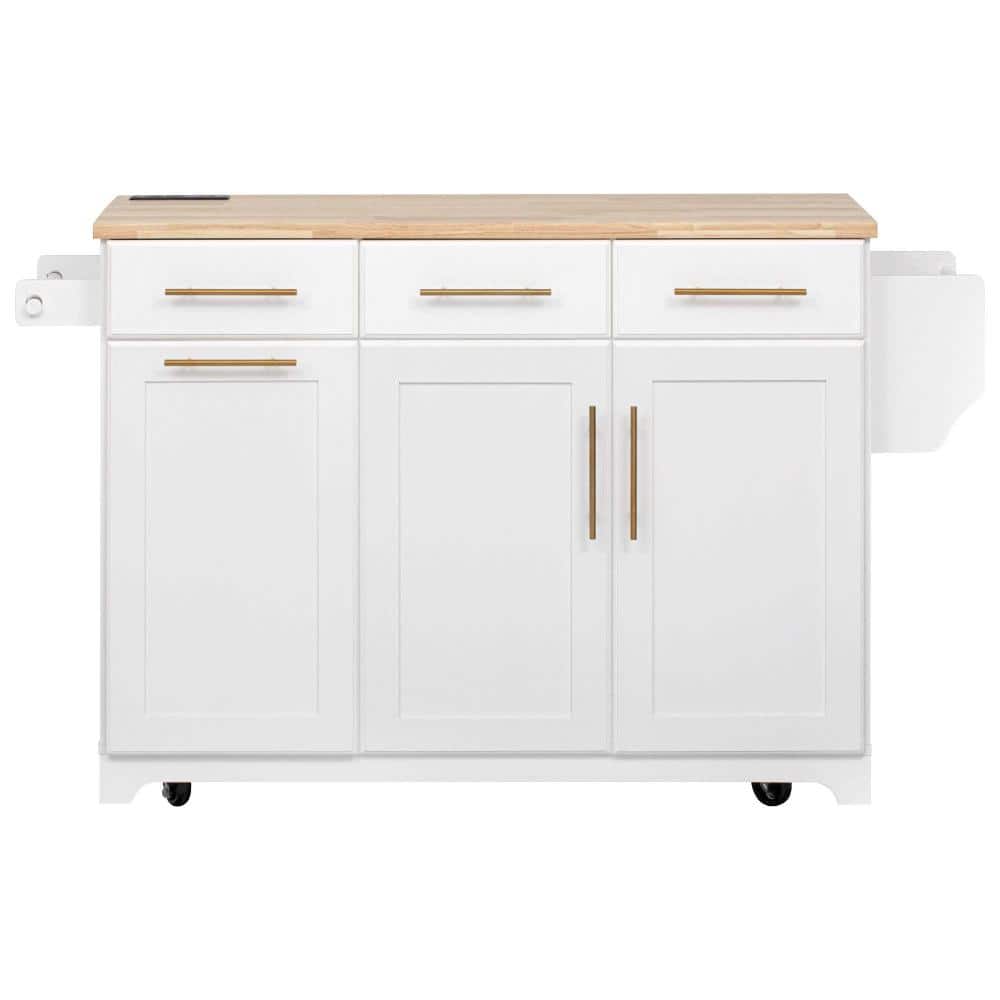 59 in. W x 18 in. D x 36 in. H Linen Cabinet, Rolling Kitchen Island with 2 Pull Out Cabinet Organizers 3 Drawers, White price history on PriceWatchPro